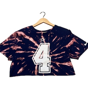 Upcycled Dallas Football T-Shirt, Size Adult Large, Cowboys Bleach Tye Dye Cropped T-Shirt, Cowboys Crop Top