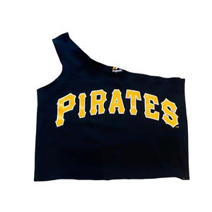 Upcycled Pittsburgh Pirates Shirt, Pittsburgh Pirates Crop Top, Pirates One Shoulder Top