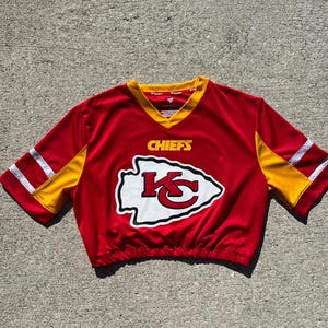 Camiseta corta reciclada de Mahomes de los Kansas City Chiefs, camiseta de Patrick Mahomes de los Kansas City Chiefs modificada, camiseta de los Chiefs