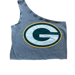 Upcycled Green Bay Packers Crop Top, Reworked Green Bay Packers Shirt, Green Bay Packers Crop Top, Size Medium