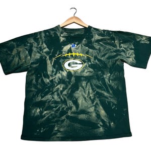 Green Bay Packers T-Shirt, Reworked Green Bay Packers T-Shirt, Size Large, Bleach Tye Dye T-Shirt