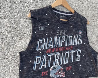 Canotta con strass dei New England Patriots riciclata, top corto dei Patriots rielaborato, maglietta dei Patriots