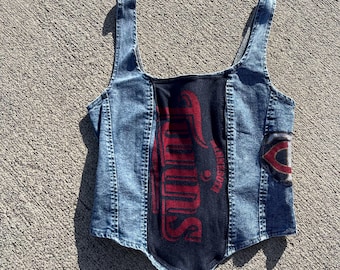 Minnesota Twins Denim Tank Top, überarbeitetes Minnesota Twins Tank Top, Zwillinge Shirt