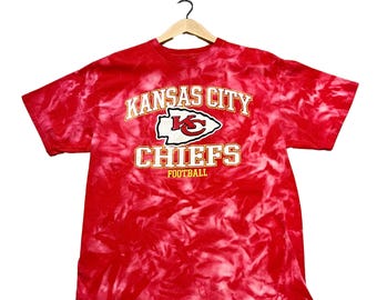 Upcycled Kansas City Chiefs T-Shirt, Reworked Kansas City Chiefs T-Shirt, Size Large, Bleach Tye Dye Shirt