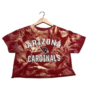 Reworked Arizona Cardinals T-Shirt, Upcycled Arizona Cardinals Crop Top, Size Medium, Cardinals Bleach Tye Dye Cropped T-Shirt