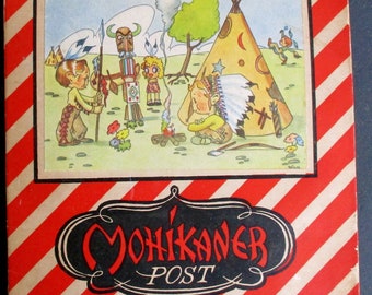 DANISH Deco Stationery Set: Vintage "Mohikaner Post" with colorful Art Deco cartoon illustrations (signed RKH.M.)