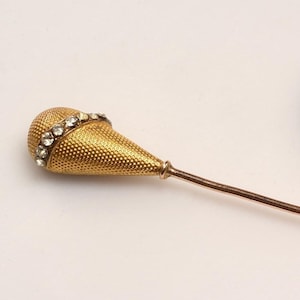 Yellow Gold Stick Pin set with tiny diamonds