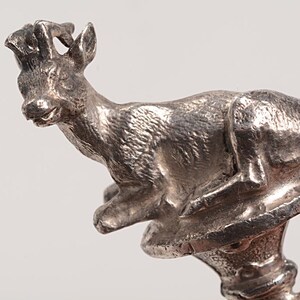800 Silver Figural Napkin CLIP circa 1900:  Resting Stag