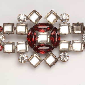 Bold Art Deco VAUXHALL Mirrored Glass Brooch: 1.5 inches x 2.5 inches image 1