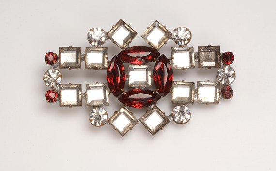 Bold Art Deco VAUXHALL Mirrored Glass Brooch:  1.… - image 1