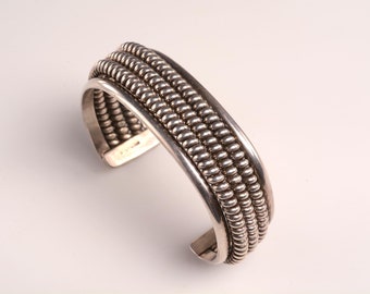 NAVAJO Silver 3/4 CUFF Bracelet:  Signed TAHE