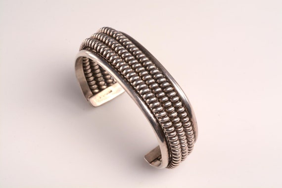Significant NAVAJO Silver 3 4 CUFF Bracelet Signed TAHE Etsy