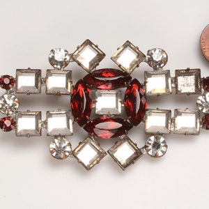 Bold Art Deco VAUXHALL Mirrored Glass Brooch: 1.5 inches x 2.5 inches image 2