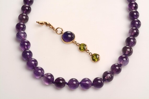 Translucent Amethyst Bead Necklace, rich purple c… - image 1