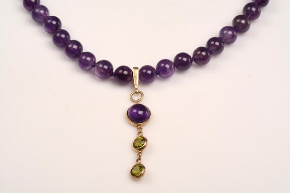 Translucent Amethyst Bead Necklace, rich purple c… - image 3