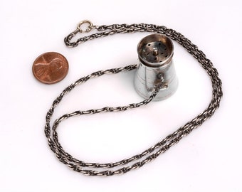 Figural VINAIGRETTE: Unusual English Silver With 23 inch silver chain