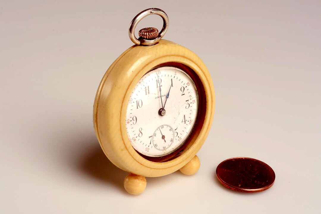 Art Deco Pocket Watch Table FRAME: 2 Part, Miniature Round Celluloid ...