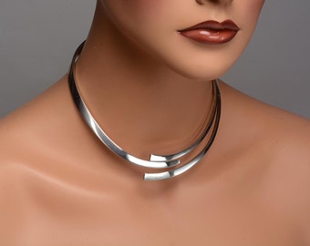 Signed Los Ballesteros sterling choker necklace with spring closure - so comfortable to wear - Mexican Mid Century Magic
