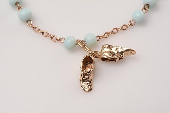 Vintage 14kt Child's Charm Bracelet with gold lin… - image 3