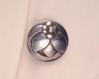 Signed GEORG JENSEN Sterling Silver Brooch:  Denmark #127