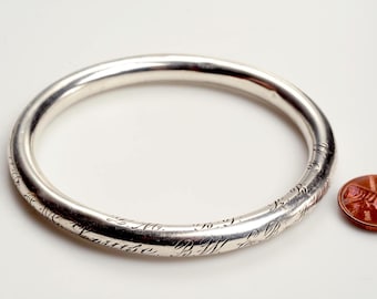 Unique MEMORY or STORY Bangle Bracelet:   1930's Silver