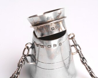 Figural VINAIGRETTE: Unusual Hallmarked English Silver With 23 inch silver chain