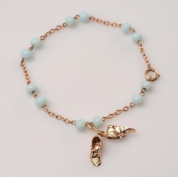 Vintage 14kt Child's Charm Bracelet with gold lin… - image 2