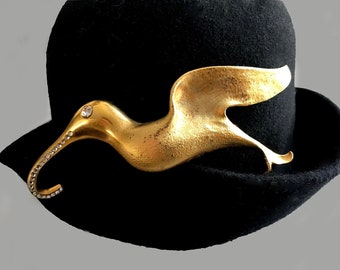 Exceptional MCM Brooch signed Christopher Ross 1983:  Large Bird in Flight