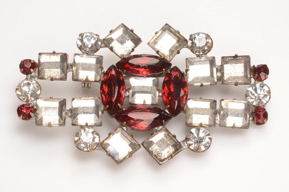 Bold Art Deco VAUXHALL Mirrored Glass Brooch:  1.… - image 4