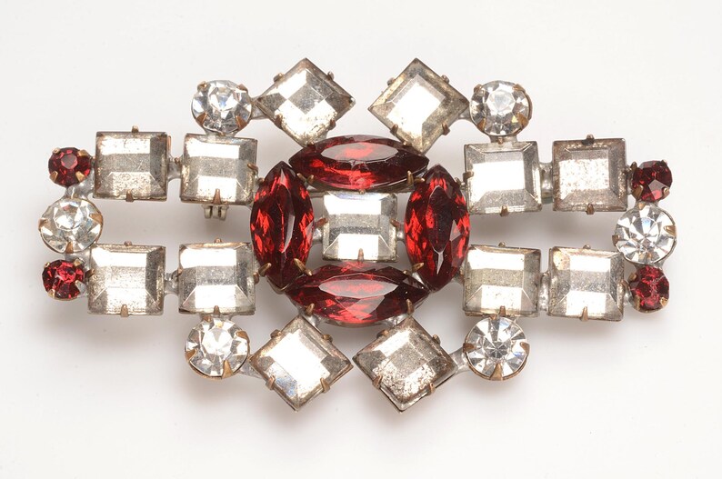 Bold Art Deco VAUXHALL Mirrored Glass Brooch: 1.5 inches x 2.5 inches image 4