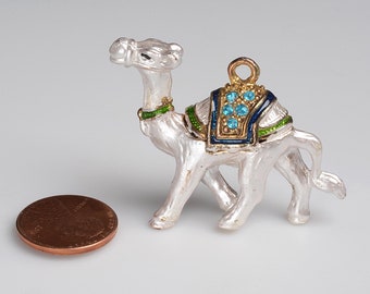 Enameled Brass Charm/Pendant:  3 dimensional mini camel