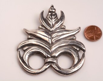 HECTOR AGUILAR Sterling Brooch: Impressive size - late 1940's Taxco,  Mexico