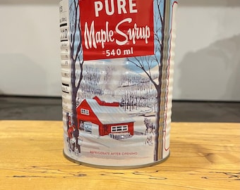 Pure VT Grade A Wood-Fired Maple Syrup in Nostalgic Round Tin Cans