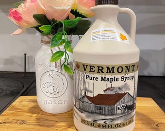 Medio galón de jarabe de arce puro de grado A de Vermont, cocido en horno de leña