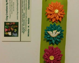 Teal Orange Fuchsia Daisy Flowers - Mezuzah Case