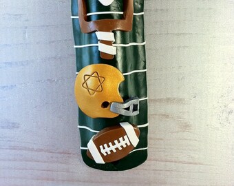 Football Mezuzah Case made from Polymer Clay