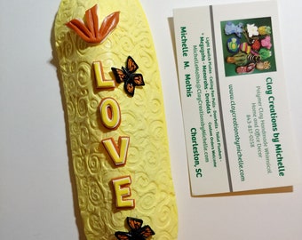 Love Butterfly Mezuzah - Yellow and Orange