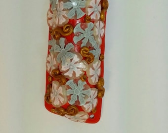 Japanese Flower Mezuzah - Red