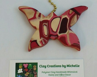 Butterfly Mauve and Burgundy retro pattern Ceiling Fan Pull