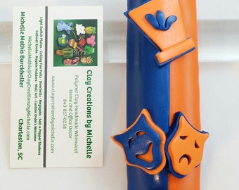 Drama comedy Tragedy Mask - Orange and Blue
