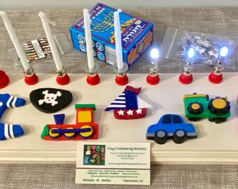 Plane, Train, Automobile, Tractor, Spaceship, Sailboat, Pirate - Boy Themed Menorah