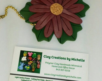 Daisy Dark Mauve/Burgundy  Flower Ceiling Fan Pulls