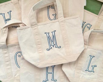 Mini borsa tote in tela con monogramma ricamato: regalo per la festa nuziale