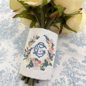 Custom Crest Embroidered Bridal Bouquet Wrap - Fully Customizable