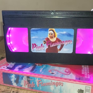 Pink Flamingos decor VHS lamp - John Waters cult movie - Divine fan gift