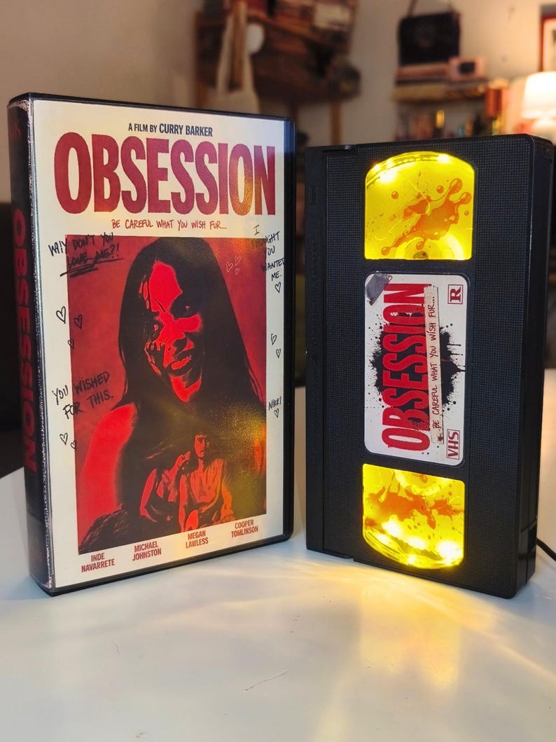 Obsession VHS lamp movie inspired - Handmade horror decor image 4