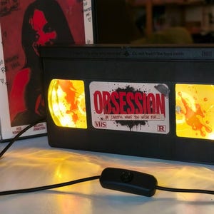 Obsession VHS lamp movie inspired - Handmade horror decor image 3