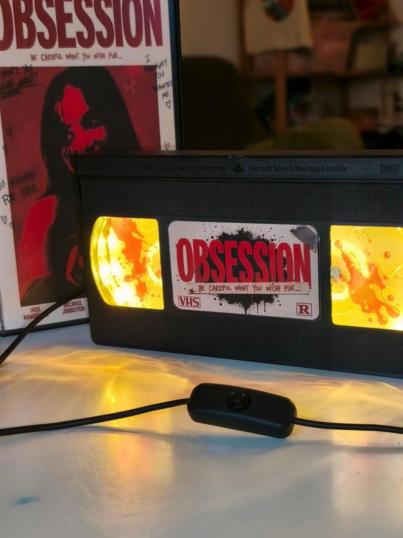 Obsession VHS lamp movie inspired - Handmade horror decor image 3