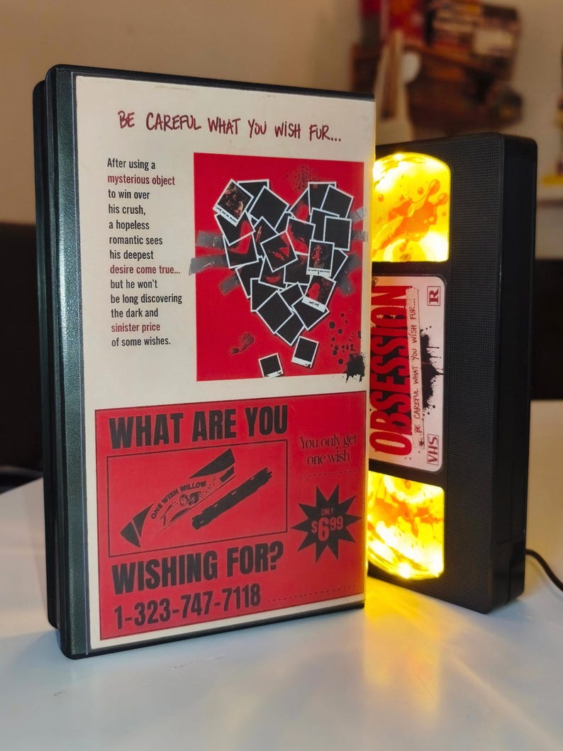 Obsession VHS lamp movie inspired - Handmade horror decor image 2
