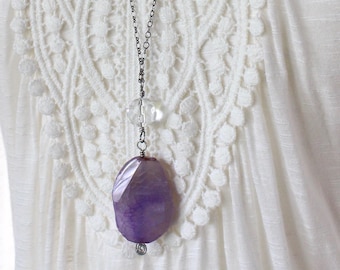 Purple Agate Long Necklace